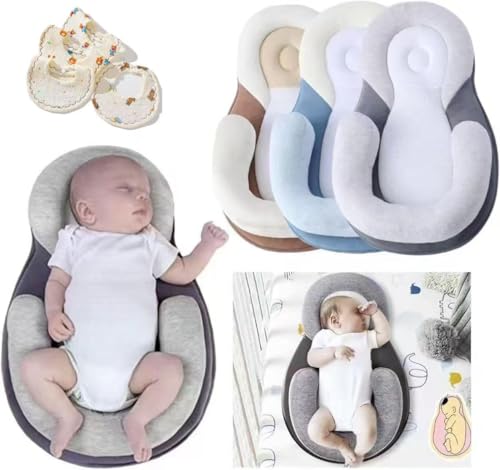 Image of New Baby Picnic mat, nap Pillow, Adjustable Memory Sponge for Newborns Aged 0-5 Months, Portable Suitable for Travel, Super Soft, Breathable, and Comfortable to Play with（Beige）