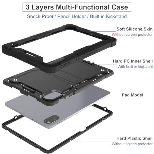 Étui Honor Pad X9 robuste antichoc noir contre les chutes de table
