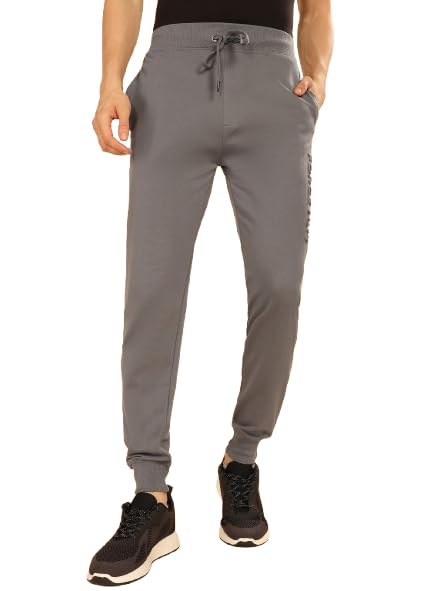 Image of Force NXT Men's Super Combed Cotton Rich French Terry Fabric Solid Joggers | Active Joggers for Men | Comfortable Waistband with Zipper Pocket for Daily Workout