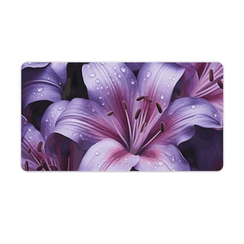 Tapis de souris de jeu fleur de lys violette grand tapis de bureau LED premium