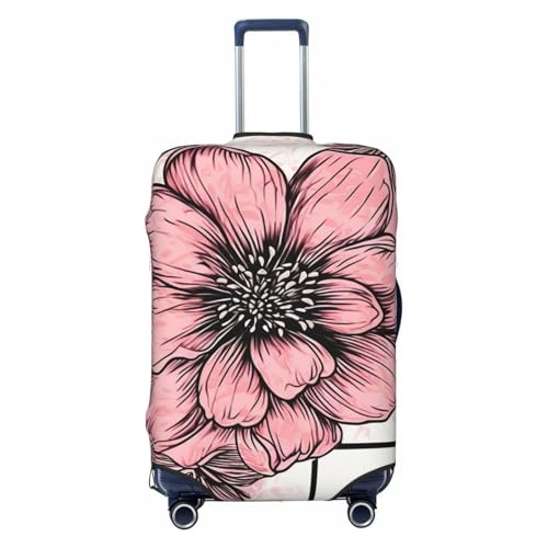 Travel Luggage Cover Dahlia Flower Doodle Suitcase Protector Elastic Washable Stretch Suitcase Protector Anti-Scratch Travel Suitcase Cover Fit 18-32 Inch Luggage