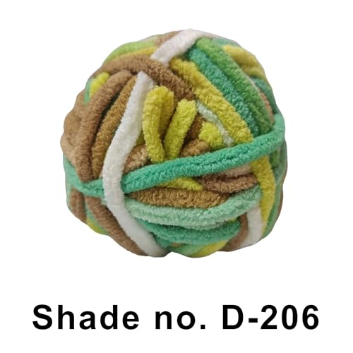 Image of VCR Forest Tri-Color, 100 Grams Hank, 60 Meters Length, Premium Polyester Ball for Crochet and Knitting, Pack of 1 Yarn, Soft and Bulky Fur Suitable for DIY