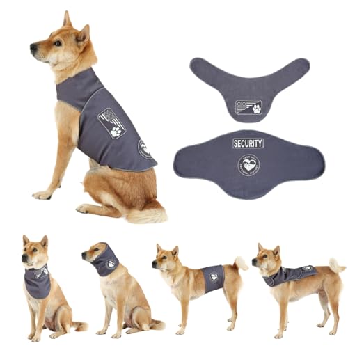 DAJIDALI Customizable Dog Shirts: Dog Anxiety Jacket - Thunder Calming Shirt, Surgery Recovery Suit, Quiet Ear Muffs, Scarf, Belly Strap, Backpack All-in-One Pet Apparel Dark Gray XS