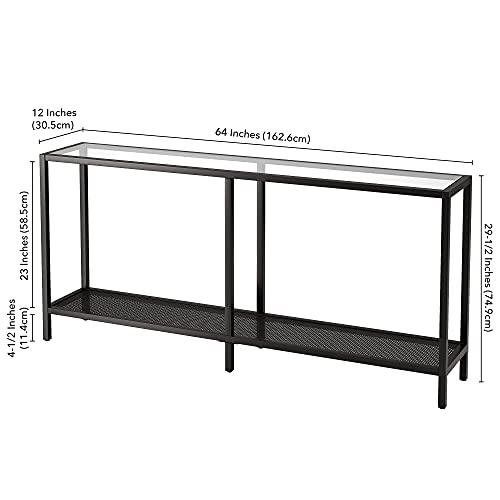 Image of Henn&Hart 64 inch Wide Rectangular Console Table in Blackened Bronze, Entryway Table, Accent Table for Living Room, Hallway