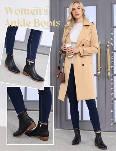 Women's Ankle Boots Mid-height Heels Chelsea Zipper Dressy Booties2