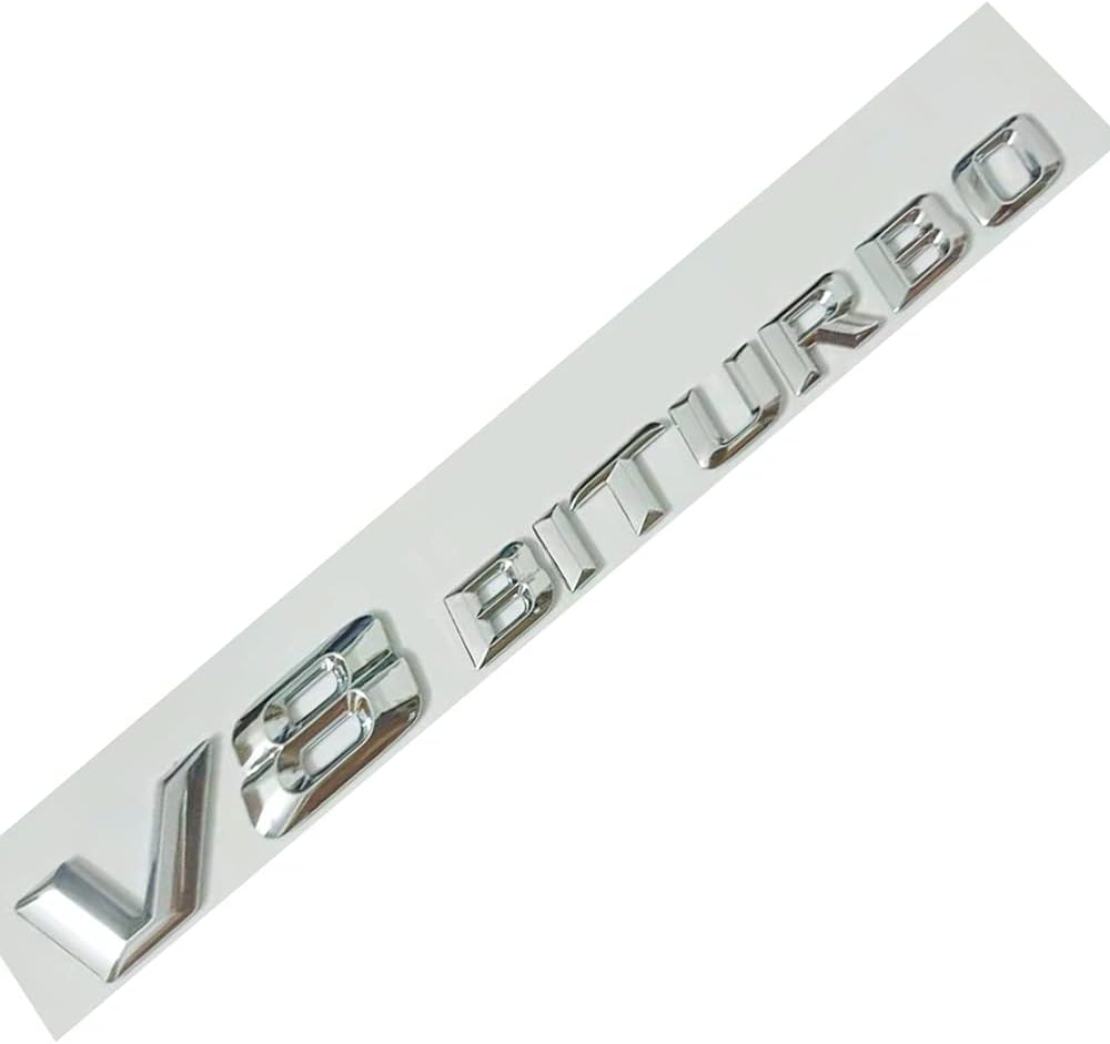 Chrome Replaces with Benz V8 BITURBO Side Adhesive Nameplate Logo Emblem AMG Decoration Modified