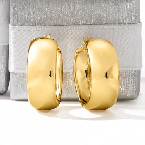 Image of Ross-Simons 18kt Gold Over Sterling Wide Hoop Earrings