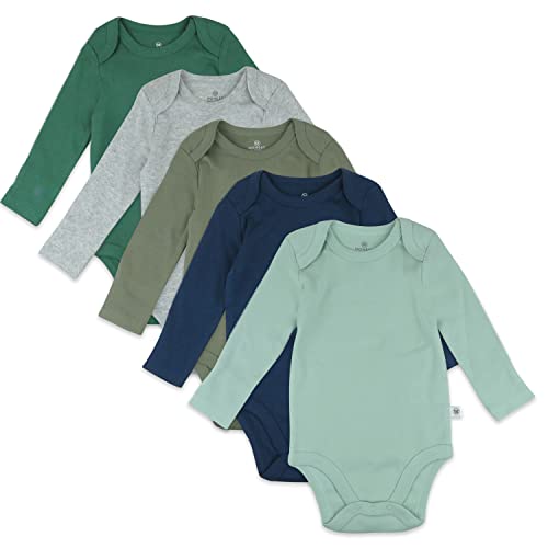 Image of HonestBaby Baby Boy's 5-pack Long Sleeve Bodysuits One-piece 100% Organic Cotton for Infant Baby Boy's, Unisex