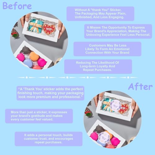 Image of Trifirt Self Adhesive Thank You Stickers for Packaging | Waterproof Vinyl Labels for Small Business, Gift Wrapping, Envelopes, Boxes & Mailers | Strong Adhesive, Easy Peel & Stick (Pattern 1)