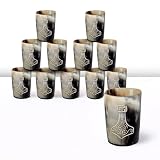 Handicrafts Home Viking Horn Shot Glasses Set of 12, Rustic Viking Drinkware Whiskey Shot Cups, Medieval Decor Gift Set for Groomsmen, Birthday Gifts for Men, Room Decor for Men
