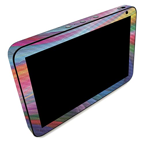 Image of MightySkins Carbon Fiber Skin Compatible with Amazon Echo Show 8 (Gen 2) - Rainbow Waves | Protective, Durable Textured Carbon Fiber Finish | Easy to Apply | Made in The USA