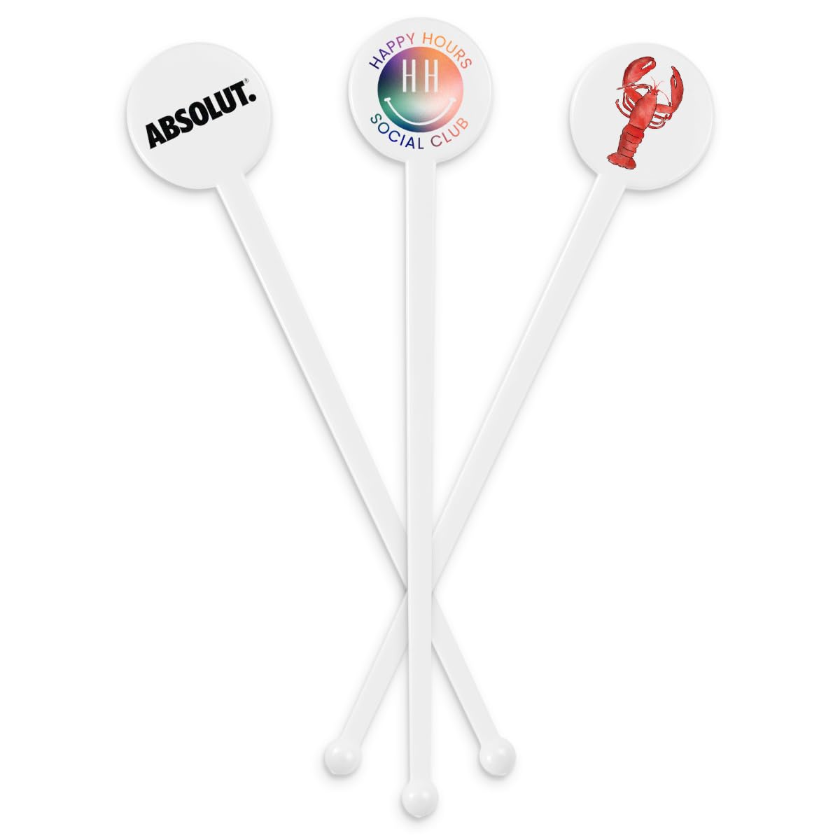 Custom White Drink Stirrers - Swizzle Sticks - 7 Inch (50 Count) - Personalized Monogram Sticks- Plastic Stirrers