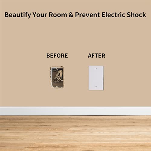 Blank Outlet Covers Standard Size Wall Plate Electrical Outlet Cover Plates, 1-Gang No Device Blank Wall Plate, White (10-Pack) #TOP3