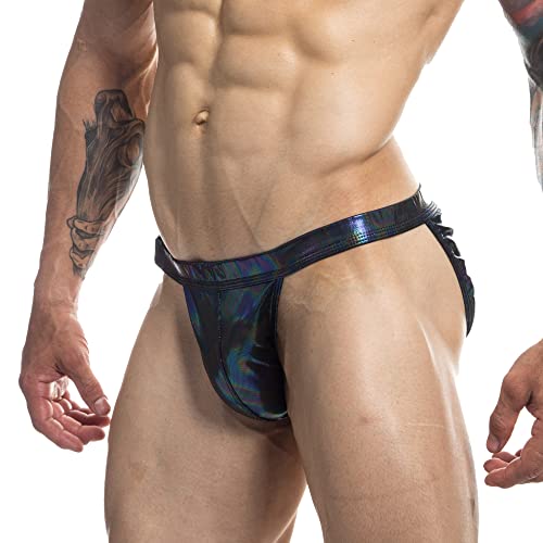 cloudmall Men's Swimwear Sexy Bikini Briefs Shiny Metallic G-String Thong Jockstrap Underwear4