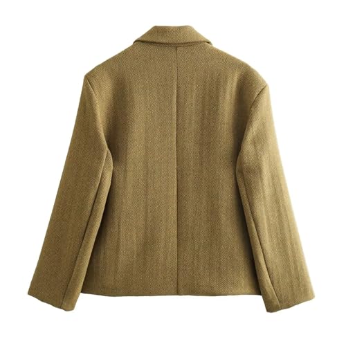 Women's Single Breasted Pocket Decorated Loose Blazer Lapel Long Sleeve Casual Jacket2