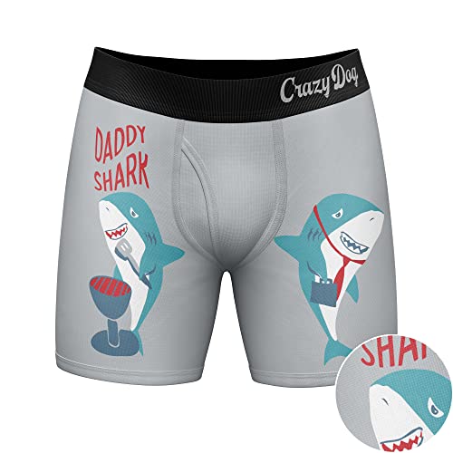 Crazy Dog T-Shirts 022DADDYSHARKBOX-L Mens Daddy Shark Boxer Briefs Funny Fathers Day Cool Underwear Gift Humor For Guys Funny Graphic Boxers Dad Joke Funny Animal Mens Novelty Boxer Briefs Daddy L thumb #1