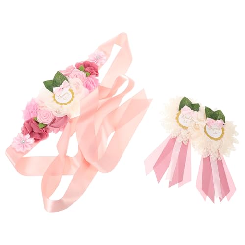 HOOTNEE Faja Floral de Maternidad Ajustable para Embarazo, Cinturón Decorativo de Flores Hecho a Mano, 3 Piezas para Shower, Sesión de Fotos y Vestido Premamá Elegante