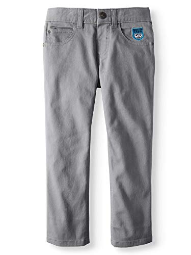 Boy's Stretch Twill Patched Monster Crew Pants (Medium Grey)