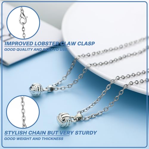 Tondiamo Volleyball Soccer Team Gifts Ball Charm Necklace with Inspirational Card 3D Pendant Necklace for Sport Player Gift for Women Sports Party Favor3