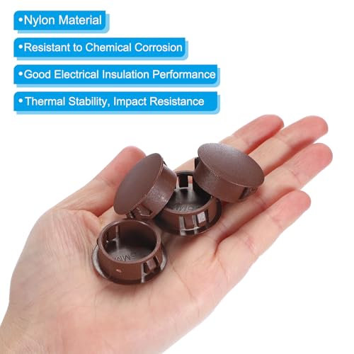 Image of PATIKIL 20Pcs 1 inch Hole Plugs, 1 inch /25mm Plastic Hole Plugs, 20Pcs Flush Type Round Hole Plugs Cover Snap in Locking Hole Tube for Table Kitchen Cabinet Furniture, Dark Brown