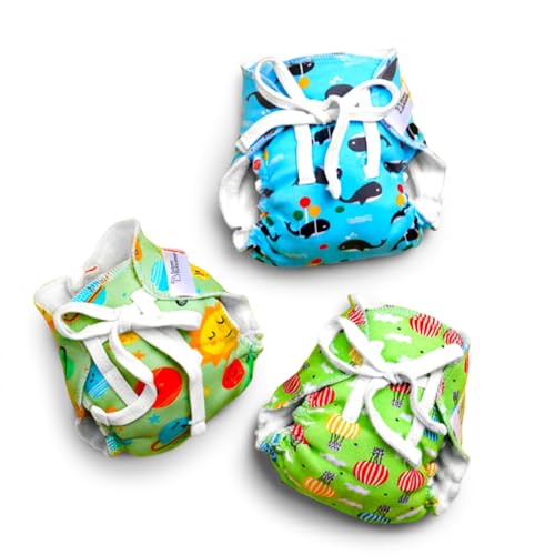 Image of SuperBottoms DryFeel Langot for Newborn - Pack of 3 | Soft, Reusable Cotton Nappy with Mess-free Outer Layer | Diaper-Free Time Essential | Adjustable Baby Langot (Fits up to 10 kg)