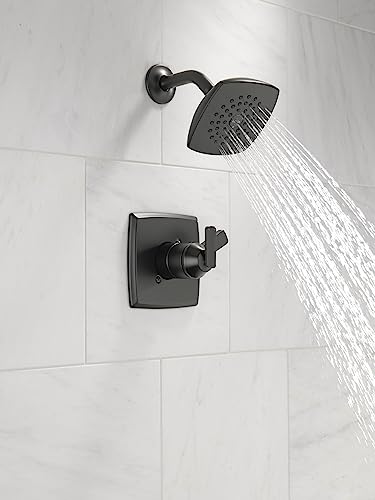 Image of Delta Faucet Ashlyn 17 Series Matte Black Shower Faucet, Tub and Shower Trim Kit with Single-Spray Touch-Clean Shower Head, Matte Black T17264-BL (Valve Not Included)