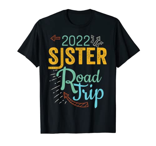2022 Sister Road Trip Vacation Girls Matching Retro Vintage Camiseta
