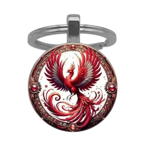 Porte-clés, bijou de sac cabochon Phénix oiseau mythique.