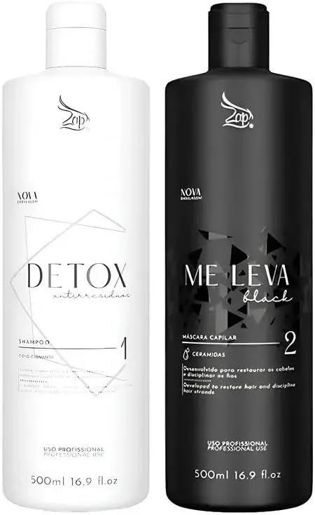 Escova Progressiva Me Leva Zap Profissional Shampoo Detox e Mascara Capilar 2x 500ml