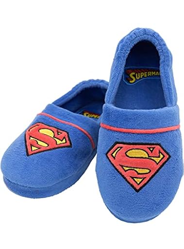 Funidelia | Zapatillas de casa Superman para niño Superhéroes, DC Comics - Accesorios & merchandising - Regalos originales para Navidad, cumpleaños y otras celebraciones - Talla 32-34 - Azul | Ya disponible en tu tienda friki favorita! En mundofriki.es!