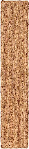 Image of Unique Loom Braided Jute Collection Area Rug - Dhaka (1' 2 inch x 6' 1 inch Table Runner, Natural)
