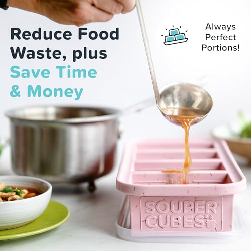 Image of Souper Cubes 1 Cup Silicone Freezer Trays with Lids, Cotton Candy, 2-Pack | 100% Platinum-Cured Silicone Freezer Cubes, Oven and Microwave Safe, Perfect for Freezing Soup, Protein, Grains and More