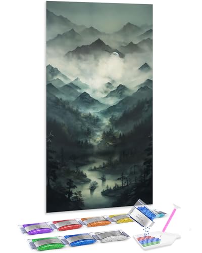 Pintura de diamante 5D Jumpdot de paisaje con acabados brillantes para cuadros de salón