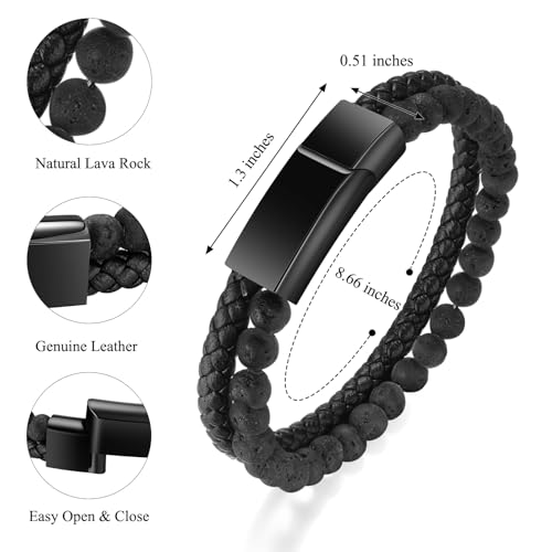 abooxiu Cremation Bracelet for Ashes Urn Bracelets Cremation Jewelry Lava Rock Bead Braided Leather Ash Bracelets Memorial Bracelet for Ashes Healing Ashes Keepsake Bangle Wristband for Men Women2