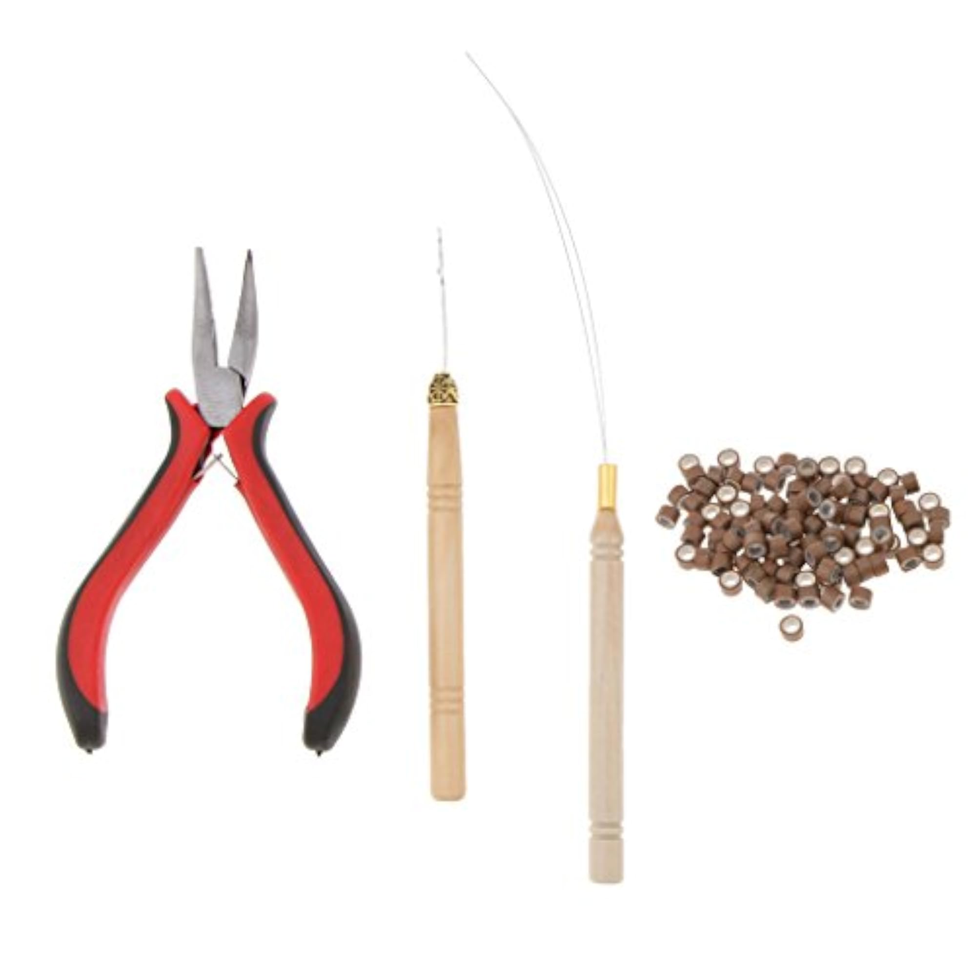 Hair Extensions Tool Kit with 100pcs Silicone Micro Rings