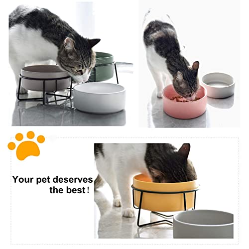 Tigelas para cães | Conjunto de tigelas de cerâmica para cães e gatos com suporte de metal antiderra
