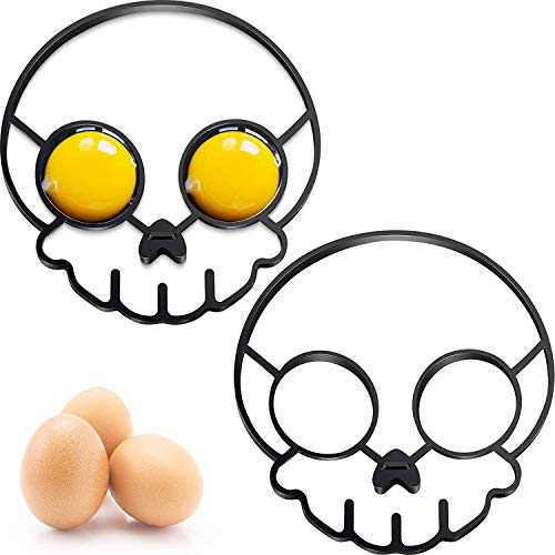 SFASTER Lot de 2 moules à œufs en silicone pour Halloween en forme de tête de mort en silicone pour œufs et omelettes Cover