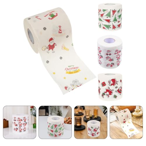 Papel higiénico de Navidad con estampado festivo y gran poder de limpieza para baño 7