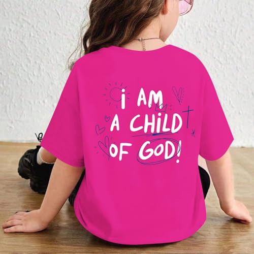 Image of KEEVICI Cute I Am A God of Child Shirt Girls Graphic Tees Christian T Shirts for Kids Jesus Religious Faith Cotton Summer Top