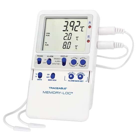 Traceable Memory-Loc™ Datalogging Thermometer with Calibration; 2 Bullet™ Probes