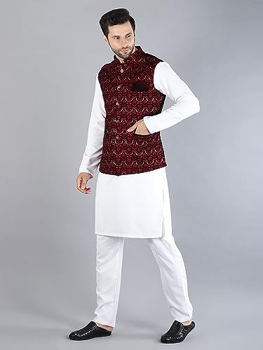 Image of Uri and MacKenzie Men's Silk Blend Kurta Pajama with Designer Ethnic Nehru Jacket /Modi Jacket