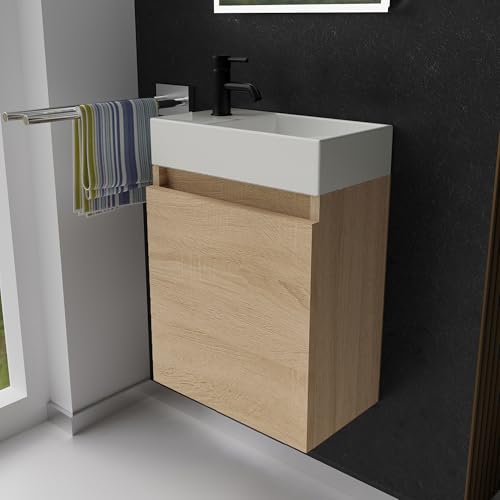 Alpenberger - Lavabo para invitados con armario bajo | armario de baño estrecho | juego de muebles de baño | lugares de lavado para baños pequeños | armario bajo lavabo | armario de baño colgante