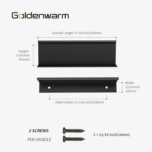 Image of Goldenwarm 50 Pack 5in Black Finger Edge Pulls for Kitchen Handles