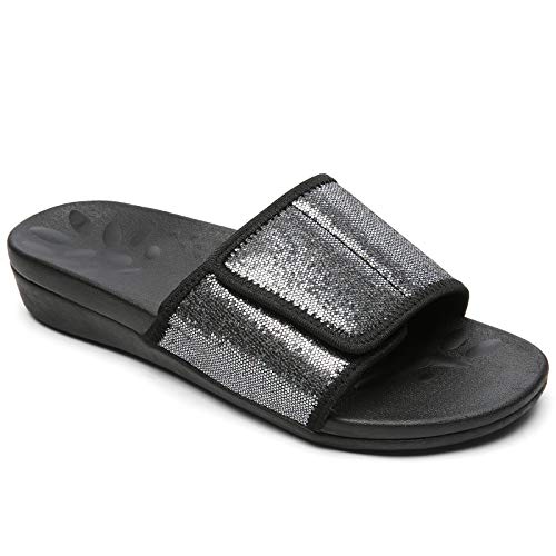 Image of MEGNYA Orthopedic Slides Sandals for Women, Comfortable Plantar Fasciitis Sandals for Flat Feet, High Arch Support Walking Sandals with Adjustable Straps