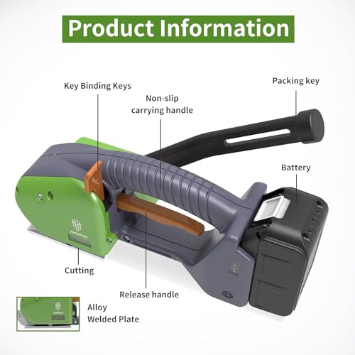 GOYOJO Elektrisches Umreifungswerkzeug, Handgeführte Umreifungsmaschine für PP- und PET-Band, 1/2\ - 5/8\ Breite, für Kunststoff-Verpackungsband Spanner