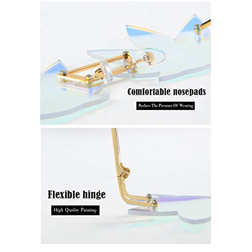 Image of Vintage Punk Sunglasses Men Women 2020 Fashion Colorful Rimless Leaf-shaped Sun Glasses