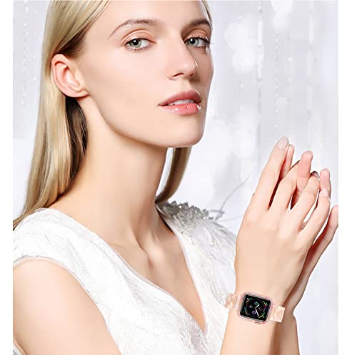 Omter Band with Case Compatible with Apple Watch 49mm 45mm 44mm 42mm 41mm 40mm 38mm, Women Men Fashion Resin Strap Bumper for iWatch Ultra 2/1 Series 9/8/7/SE/6/5/4,Series 3/2/1 by Omter - Used condition - Image 4