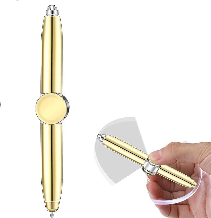 Image of Spinning Rotatable Finger - Non-Slip Coated Spinning Pen Mod with Weighted for Gaming Student Gift Pen for Business (Yellow, 1 Pcs)