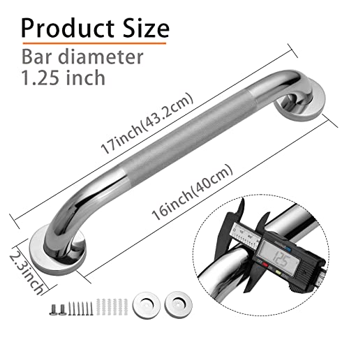 image for Rackickyer Shower Grab Bar, 2 Pack 16 Inch Bathroom Grab Bar, 1.25