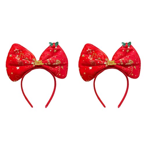 Rainway 2 piezas Diadema de Navidad con lentejuelas para niñas, Diadema de Navidad de lazo, chefs de disfraces de fiesta, accesorios para fotos, decoración de vacaciones, regalos de fiesta para niños
